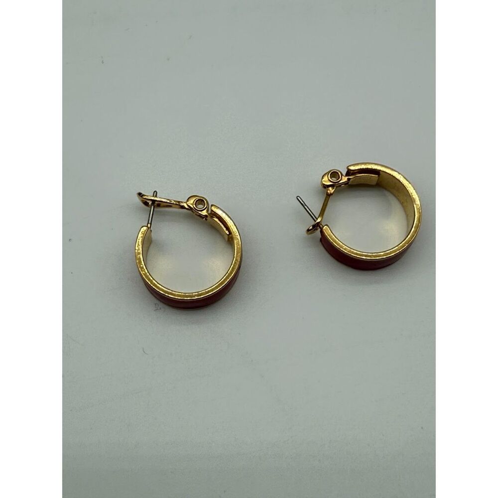 Monet red hoop earrings - Picture 4 of 6